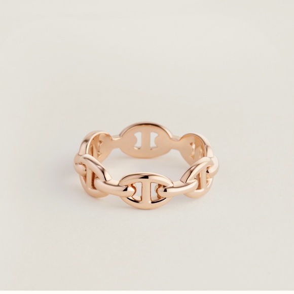 NWT Authentic Hermes Chaine d'ancre Enchainee ring, small model Rose Gold Siz 51 - Picture 1 of 5